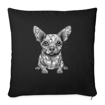 Chihuahua | Mosaik | Geometrisch | Kunst | Hund | - Sofakissenbezug 45 x 45 cm - Schwarz - Vorne