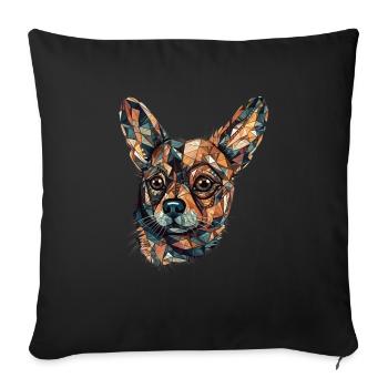 Chihuahua | Mosaik | Geometrisch | Kunst | Hund | - Sofakissenbezug 45 x 45 cm - Schwarz - Vorne