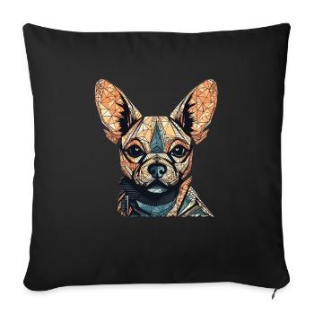 Chihuahua | Mosaik | Geometrisch | Kunst | Hund | - Sofakissenbezug 45 x 45 cm - Schwarz - Vorne
