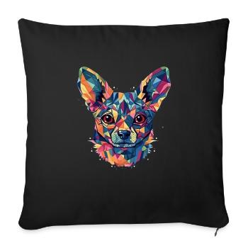 Chihuahua | Mosaik | Geometrisch | Kunst | Hund | - Sofakissenbezug 45 x 45 cm - Schwarz - Vorne