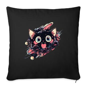 Anime Kawaii Cat Japanese - Sofa pillowcase 17,3'' x 17,3'' (45 x 45 cm) - black - Front