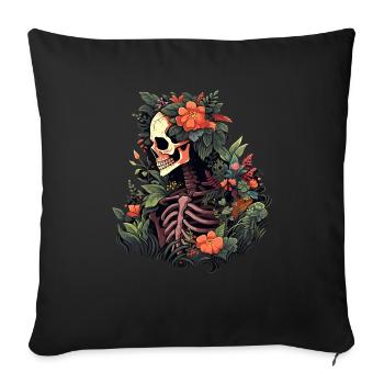 Gardening Skull Flowers - Sofa pillowcase 17,3'' x 17,3'' (45 x 45 cm) - black - Front