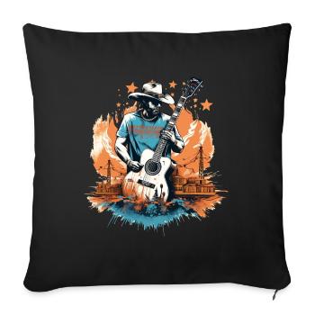 Musique Country Guitare Guitariste Chanteur Vintage - Housse de coussin décorative 45 x 45 cm - noir - Devant