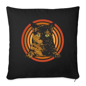 Schildpatt Katze Tortoiseshell Cat Tortie - Sofakissenbezug 45 x 45 cm - Schwarz - Vorne