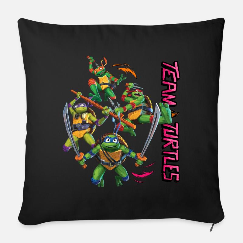 TMNT Mutant Mayhem Team Turtles - Housse de coussin décorative 45 x 45 cm - noir