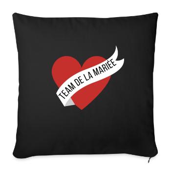 Team La mariée cœur rouge et ruban - Housse de coussin décorative 45 x 45 cm - noir - Devant