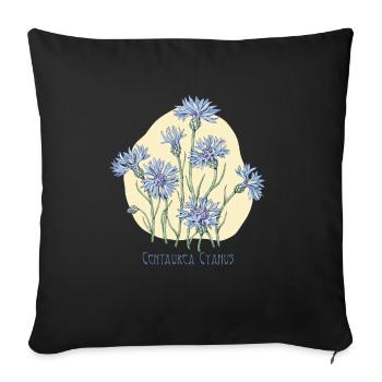 bleuet, dessin botanique - Housse de coussin décorative 45 x 45 cm - noir - Devant