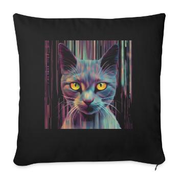 Katze Glitch - Sofakissenbezug 45 x 45 cm - Schwarz - Vorne