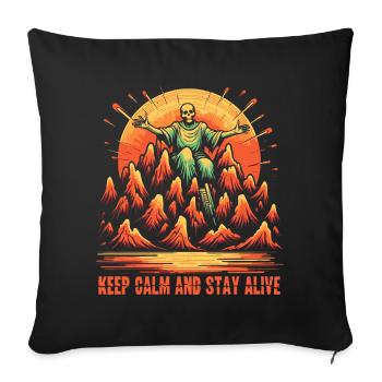 Restez calme et restez en vie - Housse de coussin décorative 45 x 45 cm - noir - Devant