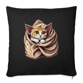 Katze Decke Herbst Kuschelig Warm - Sofakissenbezug 45 x 45 cm - Schwarz - Vorne