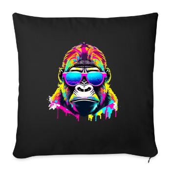 Gorille couleur - Housse de coussin décorative 45 x 45 cm - noir - Devant
