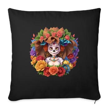 Halloween, Dia de los muertes, la catrina - Sofa pillowcase 17,3'' x 17,3'' (45 x 45 cm) - black - Front