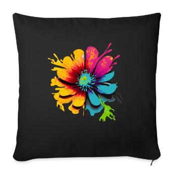 Fleur couleur - Housse de coussin décorative 45 x 45 cm - noir - Devant