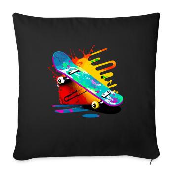 Skate type graffiti - Housse de coussin décorative 45 x 45 cm - noir - Devant