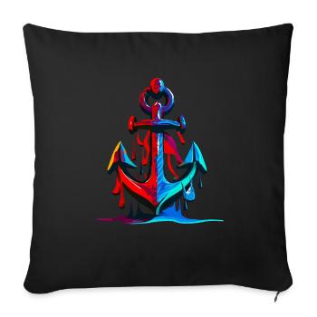 Sea Anchor - Sofa pillowcase 17,3'' x 17,3'' (45 x 45 cm) - black - Front