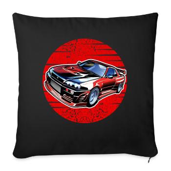 Jdm / Tuning / Turbolader / Felgen / Chiptuning - Sofakissenbezug 45 x 45 cm - Schwarz - Vorne