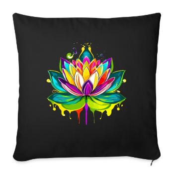 Fleur de lotus - Housse de coussin décorative 45 x 45 cm - noir - Devant