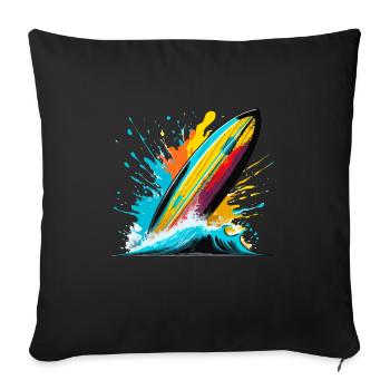 Surfboard - Sofa pillowcase 17,3'' x 17,3'' (45 x 45 cm) - black - Front