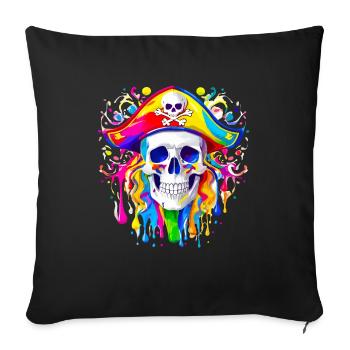 Skull pirate coloré - Housse de coussin décorative 45 x 45 cm - noir - Devant