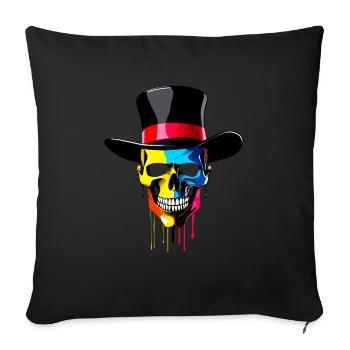 Skull with Hat - Sofa pillowcase 17,3'' x 17,3'' (45 x 45 cm) - black - Front