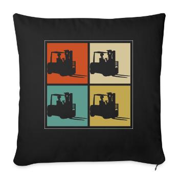Opérateur de chariot élévateur Cool rétro chariot élévateur Vintage Driv - Housse de coussin décorative 45 x 45 cm - noir - Devant