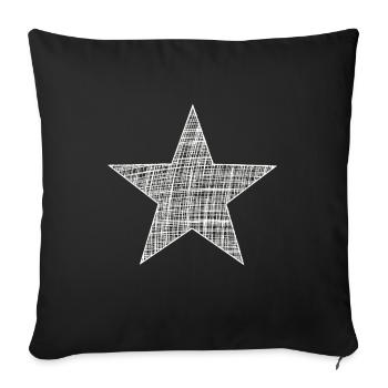 weißer Stern, white star - Sofakissenbezug 45 x 45 cm - Schwarz - Vorne