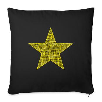 gelber Stern, yellow star - Sofakissenbezug 45 x 45 cm - Schwarz - Vorne