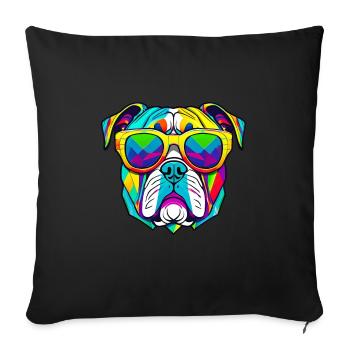 Color Bulldog with Sunglasses - Sofa pillowcase 17,3'' x 17,3'' (45 x 45 cm) - black - Front
