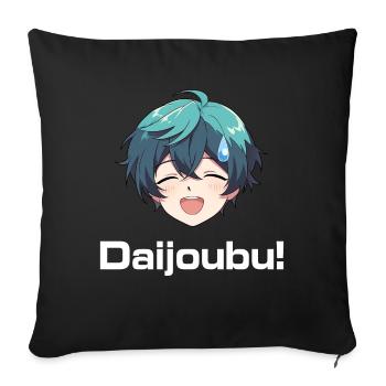 Nervous Anime Emoji Daijoubu! - Anime Shirt - Sofa pillowcase 17,3'' x 17,3'' (45 x 45 cm) - black - Front