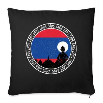 Laos Lao Laotien drapeau Temple Lao I cadeau - Housse de coussin décorative 45 x 45 cm - noir - Devant