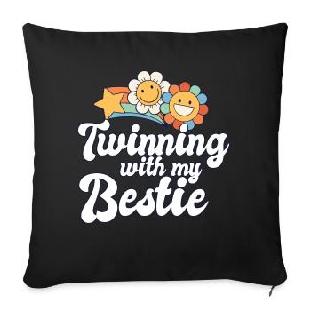 Jumelage de l’équipe des meilleurs amis avec mon meilleur jumeau - Housse de coussin décorative 45 x 45 cm - noir - Devant