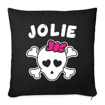 Piratin Jolie Design für Mädchen und Frauen - Sofakissenbezug 45 x 45 cm - Schwarz - Vorne