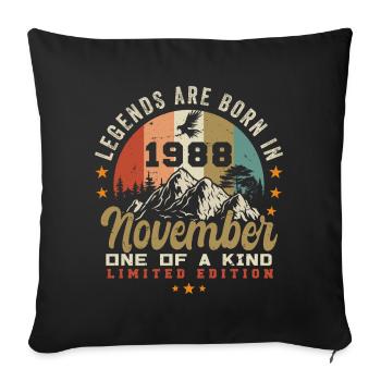 Cadeau d’anniversaire novembre 1988 - Novembre 1988 - Housse de coussin décorative 45 x 45 cm - noir - Devant