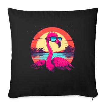 Stay cool and pink.Surf Flamingo chillt sein Leben - Sofakissenbezug 45 x 45 cm - Schwarz - Vorne