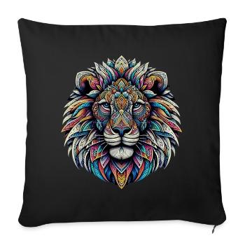 Lion décoré de mandalas - Housse de coussin décorative 45 x 45 cm - noir - Devant
