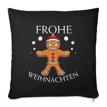 Lebkuchenmann - Lebkuchen Weihnachten Geschenk - Sofakissenbezug 45 x 45 cm - Schwarz - Vorne