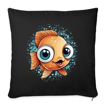 Petit poisson sucré - Housse de coussin décorative 45 x 45 cm - noir - Devant
