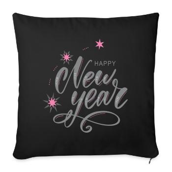happy New Year - Sofa pillowcase 17,3'' x 17,3'' (45 x 45 cm) - black - Front