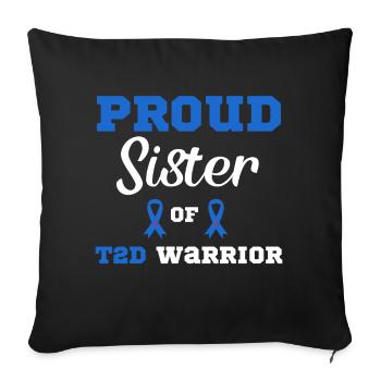 Guerrier du diabète Diabétique DT2 - Housse de coussin décorative 45 x 45 cm - noir - Devant
