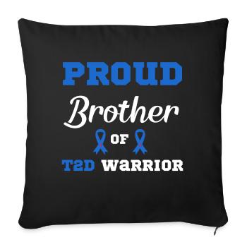 Guerrier du diabète Diabétique DT2 - Housse de coussin décorative 45 x 45 cm - noir - Devant