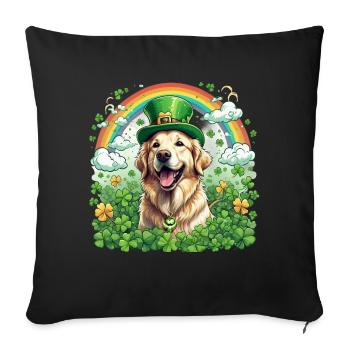 Chapeau vert et trèfle I Or de la Saint-Patrick - Housse de coussin décorative 45 x 45 cm - noir - Devant