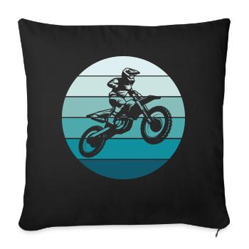 Motocross Dirt Bike Rider Moto Supercross MX - Housse de coussin décorative 45 x 45 cm - noir - Devant
