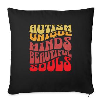 Autism Unique Minds, Beautiful Souls - Sofa pillowcase 17,3'' x 17,3'' (45 x 45 cm) - black - Front