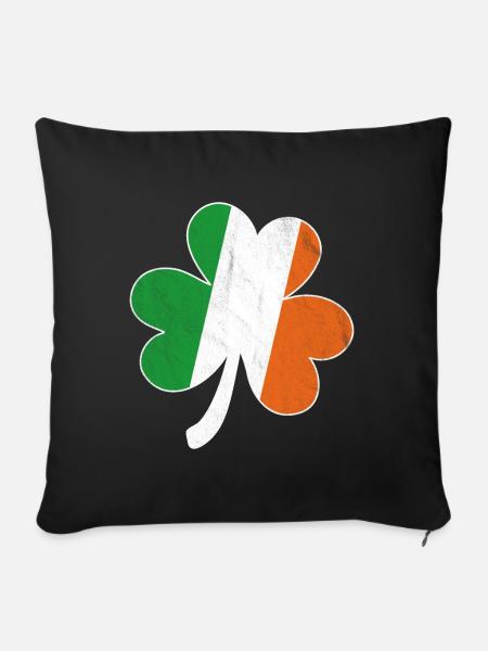 Kleeblatt Irische Flagge - Sofakissenbezug 45 x 45 cm - Schwarz