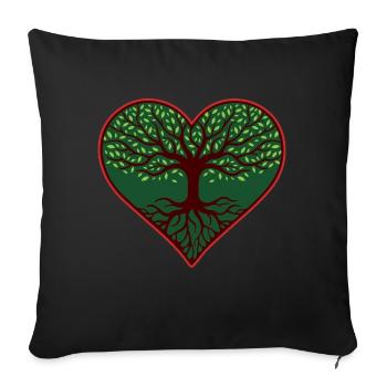 Herzbaum des Lebens - Sofakissenbezug 45 x 45 cm - Schwarz - Vorne
