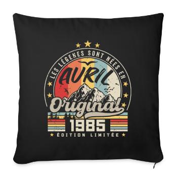 Avril 1985 Cadeau D'anniversaire Avril 1985 Avril - Housse de coussin décorative 45 x 45 cm - noir - Devant