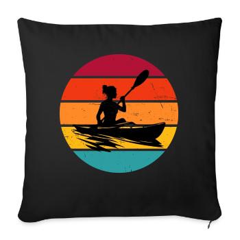 Kayak Homme Femme Kayak Canoë Kayak - Housse de coussin décorative 45 x 45 cm - noir - Devant