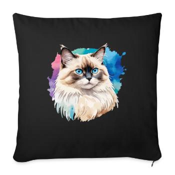 Birman Cat Watercolors - Sofa pillowcase 17,3'' x 17,3'' (45 x 45 cm) - black - Front