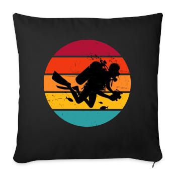 Plongeur Scuba Diver Femmes Plongée - Housse de coussin décorative 45 x 45 cm - noir - Devant
