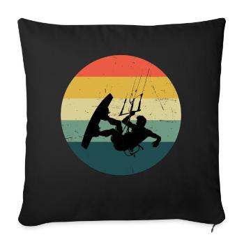 Kiting Hommes Femmes Kitesurf Kitesurfeurs - Housse de coussin décorative 45 x 45 cm - noir - Devant
